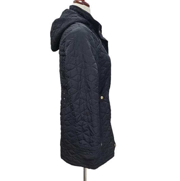 Weatherproof women's quilted hooded adjustable waist winter coat, black M - Picture 4 of 11